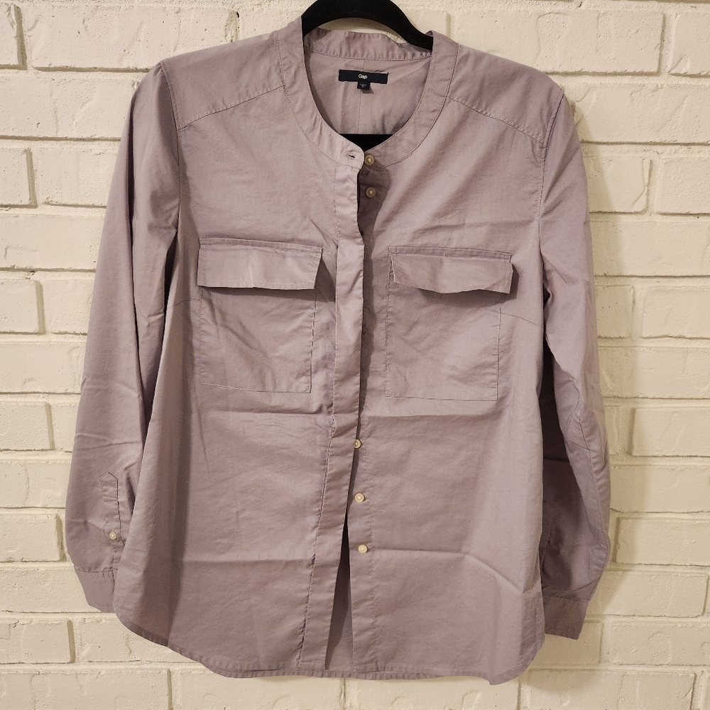 GAP Women's Light Purple Casual Button-Down Shirt Small
